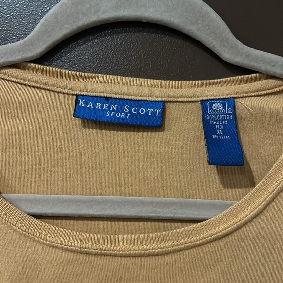 Karen Scott Sport Yellow Cotton Tee Shirt - Picture 2 of 4